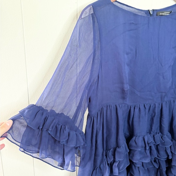 Frederick Anderson collection blue silk ruffle blouse tunic - Picture 2 of 4